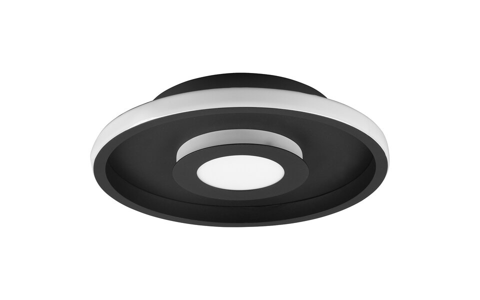 HLW LED LED Ceiling Light - Bathroom Light - Trion Asmaya - Surface Mounted Round 28W - Splashproof IP44 - Dimmable - Warm White 3000K - Matte Black - Aluminum HLW LED LED Ceiling Light - Bathroom Light - Trion Asmaya - Surface Mounted Round 28W - Splashproof IP44 - Dimmable - Warm White 3000K - Matte Black - Aluminum
