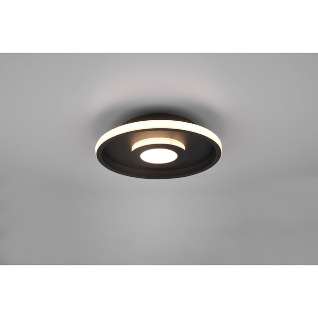 HLW LED LED Plafondlamp - Badkamerlamp - Trion Asmaya - Opbouw Rond 28W - Spatwaterdicht IP44 - Dimbaar - Warm Wit 3000K - Mat Zwart - Aluminium