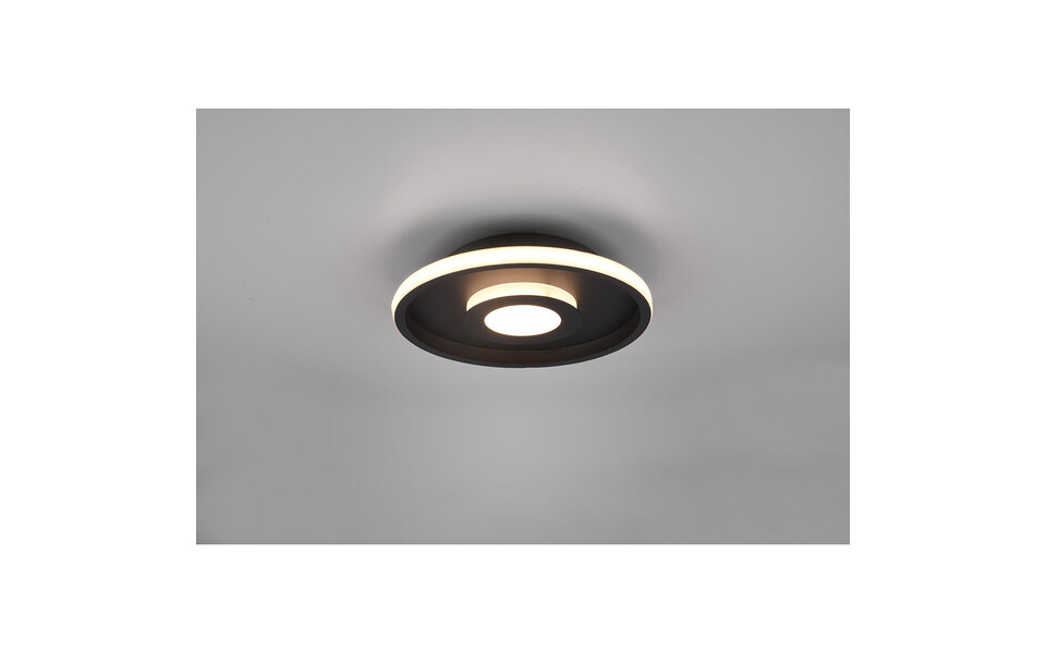 HLW LED LED Ceiling Light - Bathroom Light - Trion Asmaya - Surface Mounted Round 28W - Splashproof IP44 - Dimmable - Warm White 3000K - Matte Black - Aluminum HLW LED LED Ceiling Light - Bathroom Light - Trion Asmaya - Surface Mounted Round 28W - Splashproof IP44 - Dimmable - Warm White 3000K - Matte Black - Aluminum
