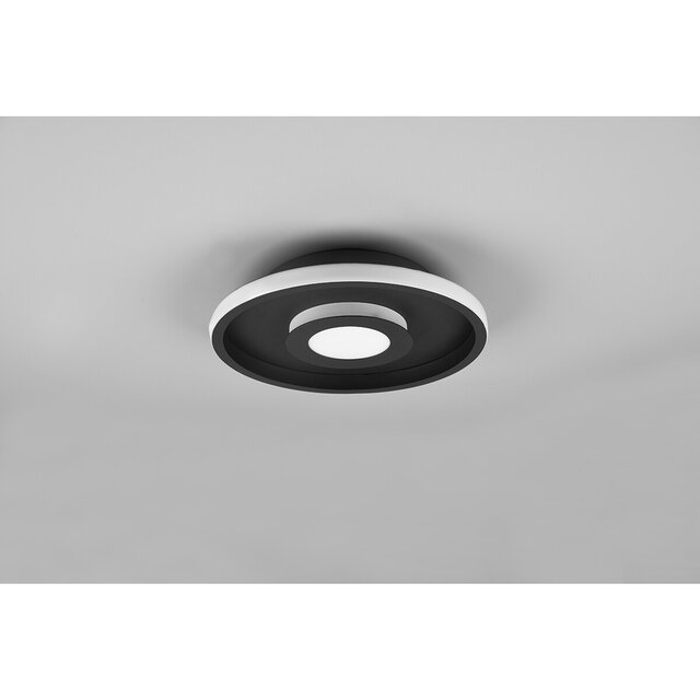 HLW LED LED Ceiling Light - Bathroom Light - Trion Asmaya - Surface Mounted Round 28W - Splashproof IP44 - Dimmable - Warm White 3000K - Matte Black - Aluminum HLW LED LED Ceiling Light - Bathroom Light - Trion Asmaya - Surface Mounted Round 28W - Splashproof IP44 - Dimmable - Warm White 3000K - Matte Black - Aluminum