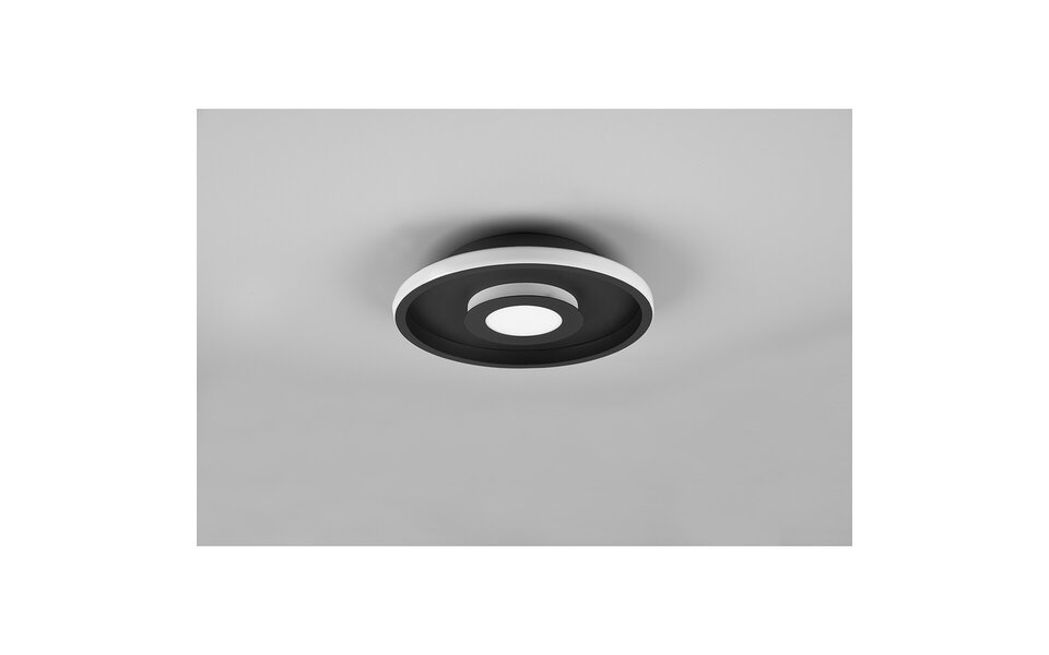 HLW LED LED Ceiling Light - Bathroom Light - Trion Asmaya - Surface Mounted Round 28W - Splashproof IP44 - Dimmable - Warm White 3000K - Matte Black - Aluminum HLW LED LED Ceiling Light - Bathroom Light - Trion Asmaya - Surface Mounted Round 28W - Splashproof IP44 - Dimmable - Warm White 3000K - Matte Black - Aluminum