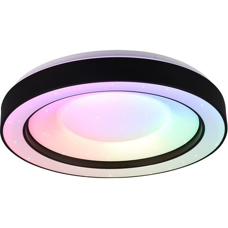 LED Plafondlamp - Plafondverlichting - Trion Aroma - 22W - RGBW - Dimbaar - Aanpasbare Kleur - Afstandsbediening - Sterlicht - Rond - Mat Zwart - Kunststof LED Plafondlamp - Plafondverlichting - Trion Aroma - 22W - RGBW - Dimbaar - Aanpasbare Kleur - Afstandsbediening - Sterlicht - Rond - Mat Zwart - Kunststof