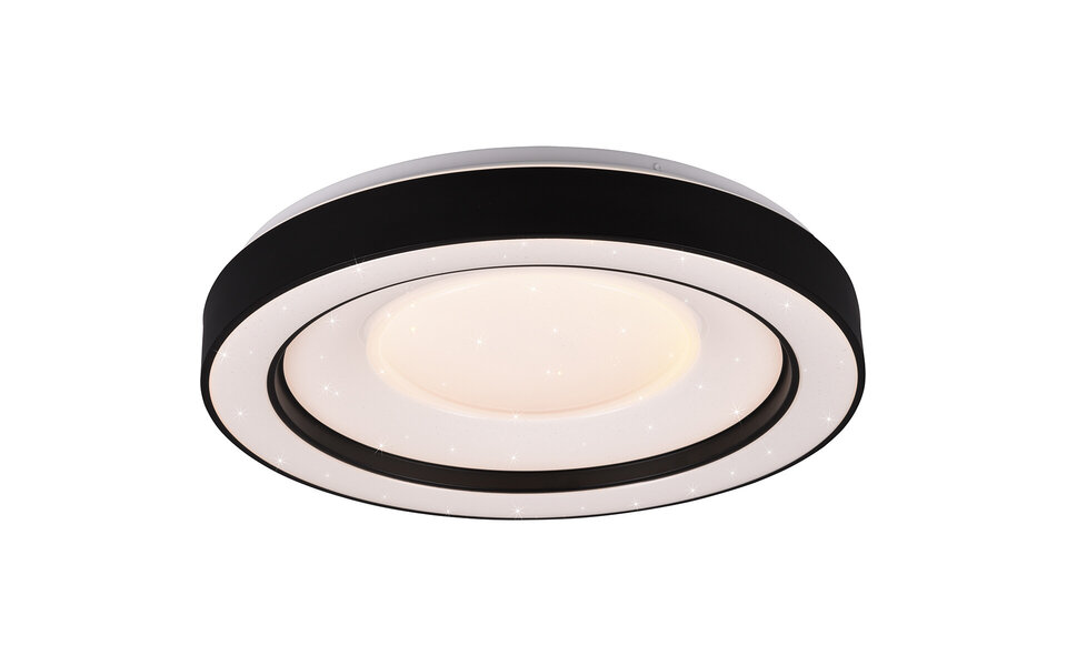 HLW LED LED Plafondlamp - Plafondverlichting - Trion Aroma - 22W - RGBW - Dimbaar - Aanpasbare Kleur - Afstandsbediening - Sterlicht -  Rond - Mat Zwart - Kunststof