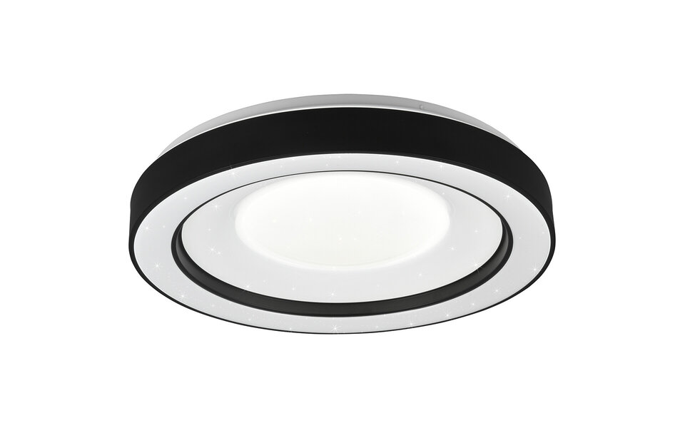 HLW LED LED Ceiling Lamp - Ceiling Lighting - Trion Aroma - 22W - RGBW - Dimmable - Adjustable Color - Remote Control - Star Light - Round - Matte Black - Plastic