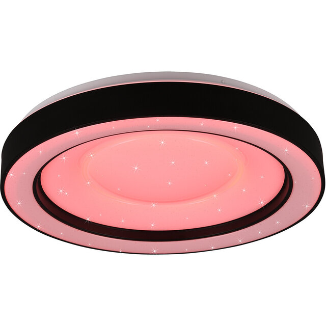 HLW LED LED Plafondlamp - Plafondverlichting - Trion Aroma - 22W - RGBW - Dimbaar - Aanpasbare Kleur - Afstandsbediening - Sterlicht -  Rond - Mat Zwart - Kunststof