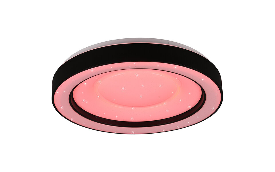 HLW LED LED Plafondlamp - Plafondverlichting - Trion Aroma - 22W - RGBW - Dimbaar - Aanpasbare Kleur - Afstandsbediening - Sterlicht -  Rond - Mat Zwart - Kunststof