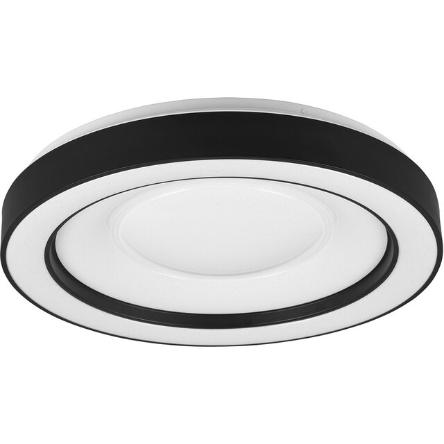 HLW LED LED Plafondlamp - Plafondverlichting - Trion Aroma - 22W - RGBW - Dimbaar - Aanpasbare Kleur - Afstandsbediening - Sterlicht -  Rond - Mat Zwart - Kunststof