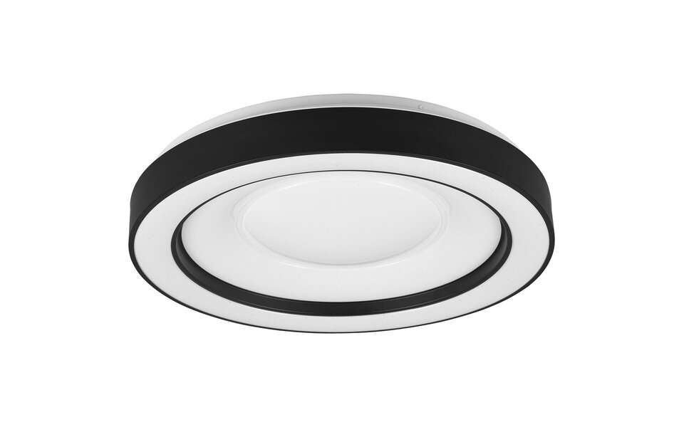 HLW LED LED Ceiling Lamp - Ceiling Lighting - Trion Aroma - 22W - RGBW - Dimmable - Adjustable Color - Remote Control - Star Light - Round - Matte Black - Plastic