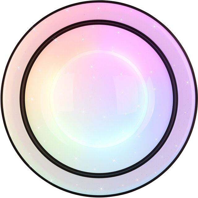 HLW LED LED Ceiling Lamp - Ceiling Lighting - Trion Aroma - 22W - RGBW - Dimmable - Adjustable Color - Remote Control - Star Light - Round - Matte Black - Plastic