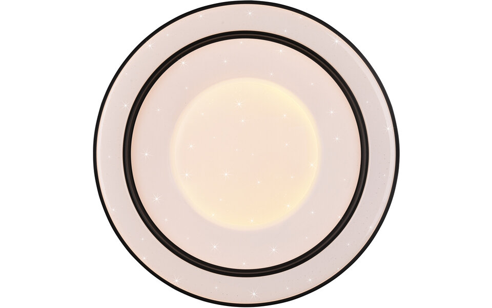 HLW LED LED Ceiling Lamp - Ceiling Lighting - Trion Aroma - 22W - RGBW - Dimmable - Adjustable Color - Remote Control - Star Light - Round - Matte Black - Plastic