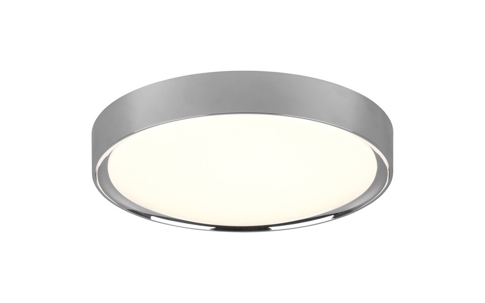 HLW LED LED Plafondlamp - Badkamerlamp - Trion Clirno - 18W - Warm Wit 3000K - Spatwaterdicht IP44 - Opbouw Rond - Mat Chroom - Kunststof