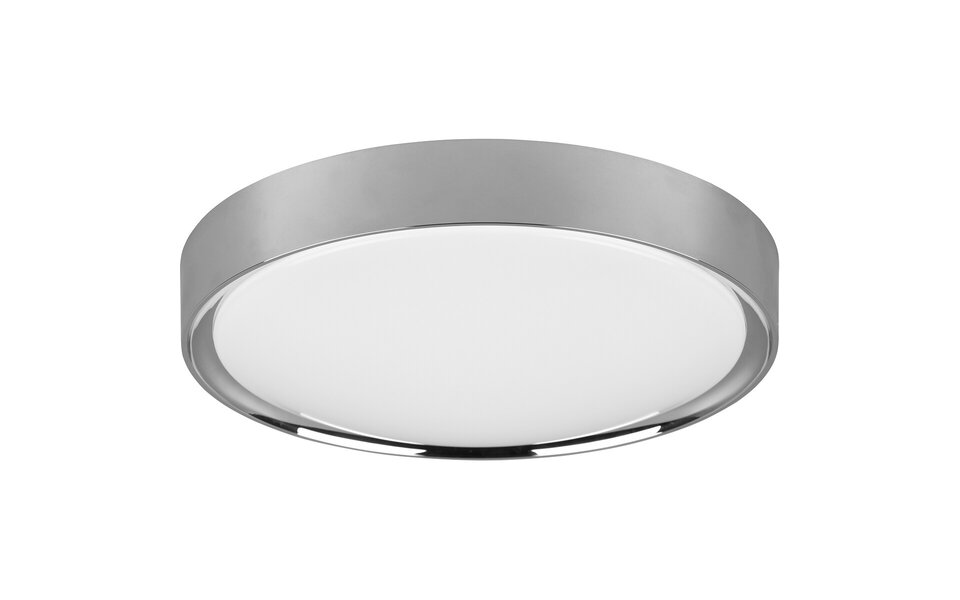 HLW LED LED Plafondlamp - Badkamerlamp - Trion Clirno - 18W - Warm Wit 3000K - Spatwaterdicht IP44 - Opbouw Rond - Mat Chroom - Kunststof