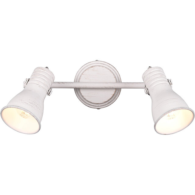 antieke witte LED plafondspot met twee lichtpunten en E14 fitting voor binnenverlichting