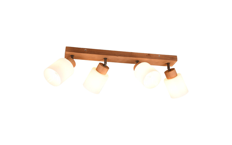 HLW LED LED Plafondspot - Plafondverlichting - Trion Asmara - E14 Fitting - 4-lichts - Rechthoek - Mat Bruin - Hout