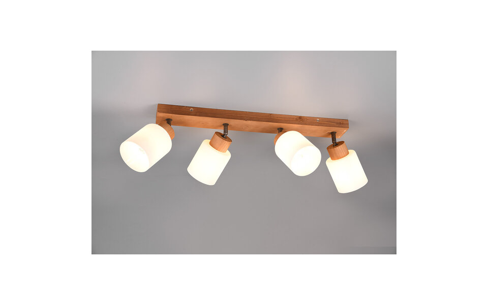 HLW LED LED Plafondspot - Plafondverlichting - Trion Asmara - E14 Fitting - 4-lichts - Rechthoek - Mat Bruin - Hout