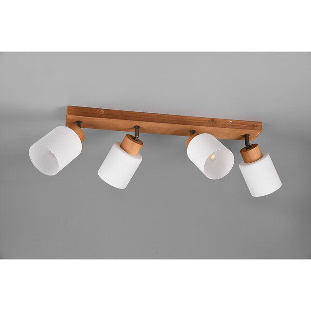HLW LED LED Plafondspot - Plafondverlichting - Trion Asmara - E14 Fitting - 4-lichts - Rechthoek - Mat Bruin - Hout