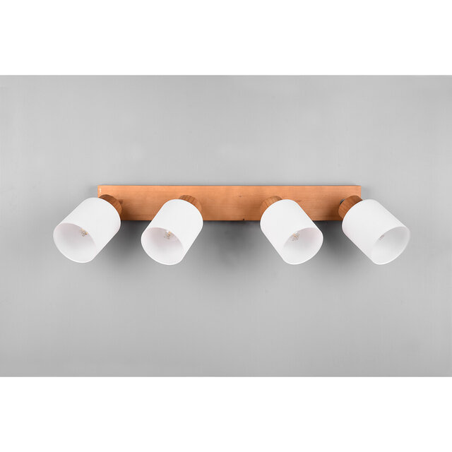 HLW LED LED Plafondspot - Plafondverlichting - Trion Asmara - E14 Fitting - 4-lichts - Rechthoek - Mat Bruin - Hout