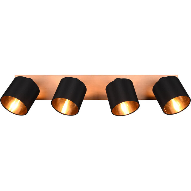 Mat bruine LED plafondspot met 4 E14 fittingen en maximaal 28W vermogen