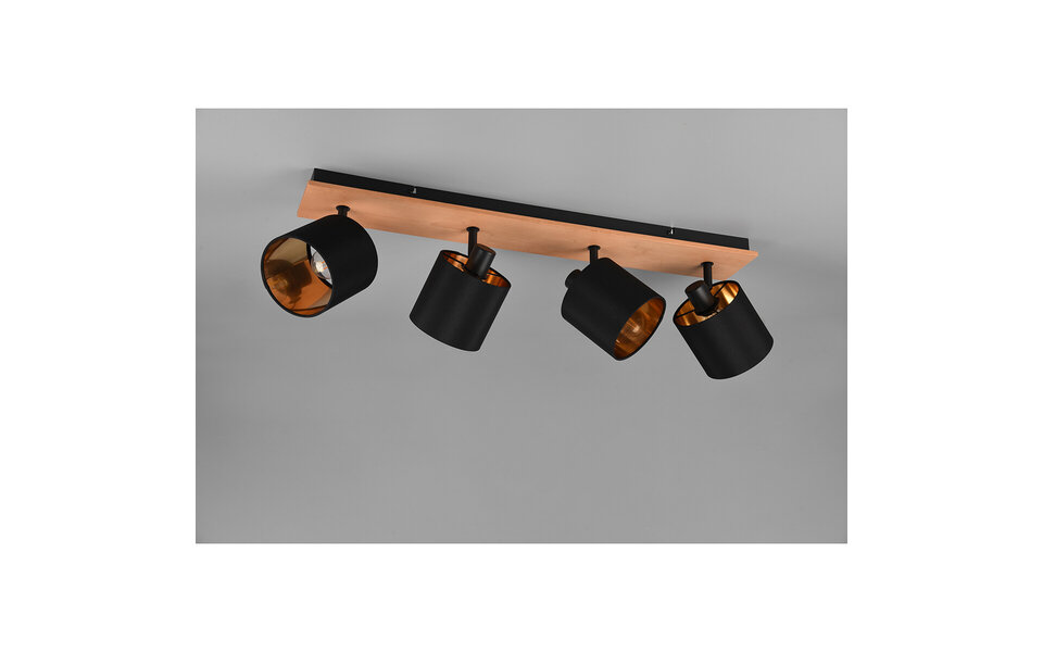 HLW LED LED Ceiling Spotlight - Ceiling Lighting - Trion Torry - E14 Fitting - 4 Lights - Rectangular - Matte Brown - Aluminum