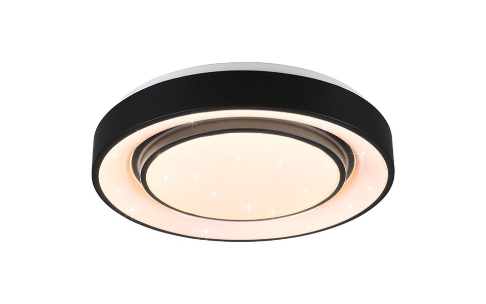 HLW LED LED Plafondlamp WiZ - Smart LED - Plafondverlichting - Trion Monan - 20W - Aanpasbare Kleur - RGBW - Dimbaar - Rond - Mat Zwart - Aluminium