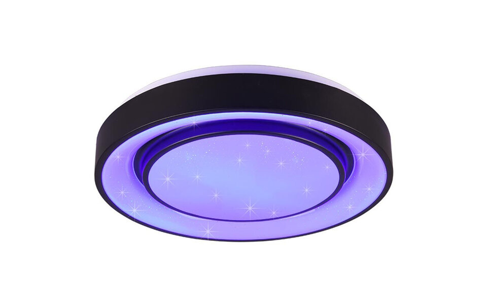 HLW LED LED Plafondlamp WiZ - Smart LED - Plafondverlichting - Trion Monan - 20W - Aanpasbare Kleur - RGBW - Dimbaar - Rond - Mat Zwart - Aluminium