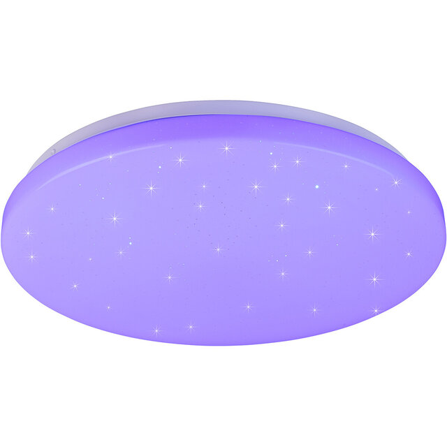 HLW LED LED Ceiling Light - Ceiling Lighting - Trion Kalina - 18W - RGBW - Dimmable - Adjustable Color - Remote Control - Star Light - Round - Matte White - Plastic