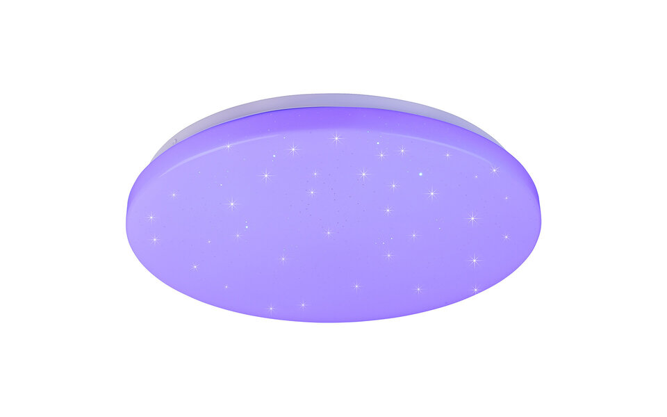 HLW LED LED Ceiling Light - Ceiling Lighting - Trion Kalina - 18W - RGBW - Dimmable - Adjustable Color - Remote Control - Star Light - Round - Matte White - Plastic