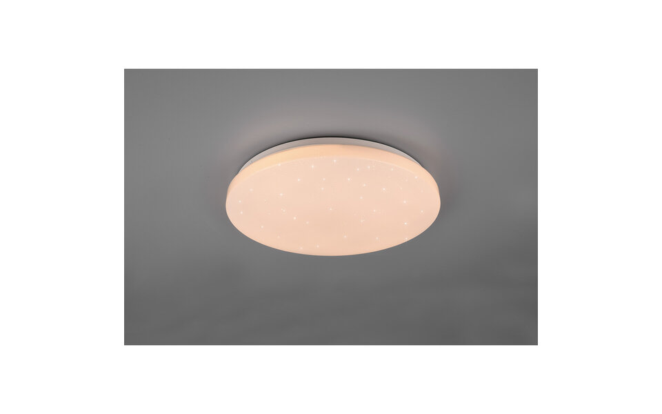 HLW LED LED Ceiling Light - Ceiling Lighting - Trion Kalina - 18W - RGBW - Dimmable - Adjustable Color - Remote Control - Star Light - Round - Matte White - Plastic