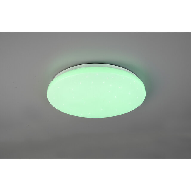 HLW LED LED Ceiling Light - Ceiling Lighting - Trion Kalina - 18W - RGBW - Dimmable - Adjustable Color - Remote Control - Star Light - Round - Matte White - Plastic