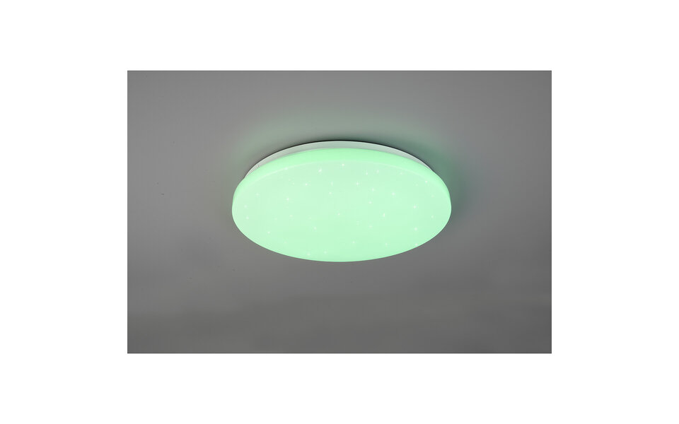 HLW LED LED Ceiling Light - Ceiling Lighting - Trion Kalina - 18W - RGBW - Dimmable - Adjustable Color - Remote Control - Star Light - Round - Matte White - Plastic