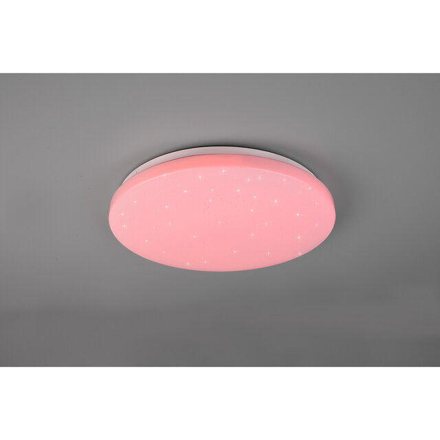 HLW LED LED Ceiling Light - Ceiling Lighting - Trion Kalina - 18W - RGBW - Dimmable - Adjustable Color - Remote Control - Star Light - Round - Matte White - Plastic