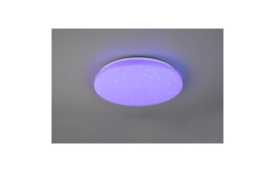 HLW LED LED Ceiling Light - Ceiling Lighting - Trion Kalina - 18W - RGBW - Dimmable - Adjustable Color - Remote Control - Star Light - Round - Matte White - Plastic