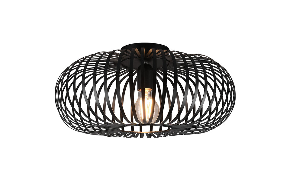 HLW LED LED Ceiling Light - Ceiling Lighting - Trion Johy - E27 Fitting - Round - Industrial - Matte Black - Aluminum - 40cm