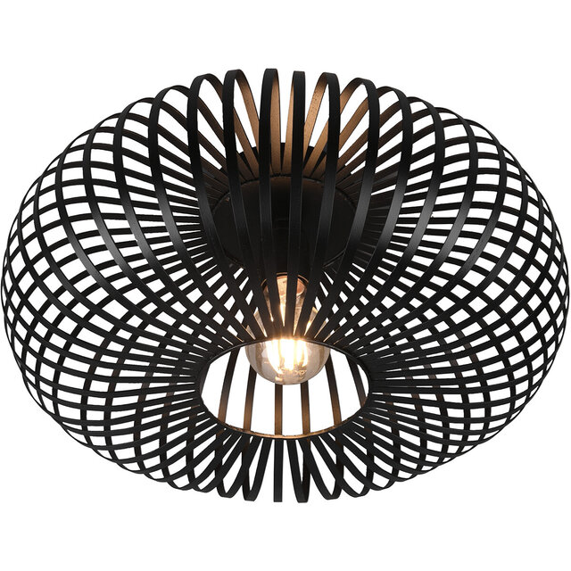 Ronde mat zwarte LED plafondlamp 40 cm met E27 fitting geschikt tot 60W verlichting