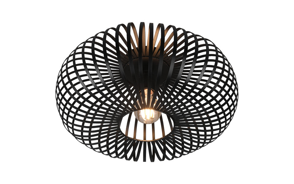 HLW LED LED Ceiling Light - Ceiling Lighting - Trion Johy - E27 Fitting - Round - Industrial - Matte Black - Aluminum - 40cm