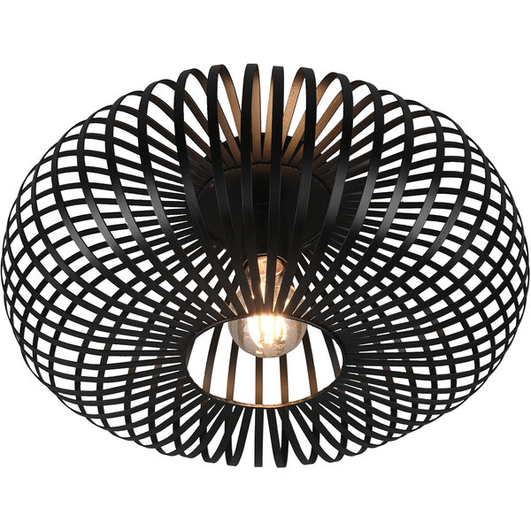 HLW LED LED Plafondlamp - Plafondverlichting - Trion Johy - E27 Fitting - Rond - Industrieel - Mat Zwart - Aluminium - 40cm HLW LED LED Plafondlamp - Plafondverlichting - Trion Johy - E27 Fitting - Rond - Industrieel - Mat Zwart - Aluminium - 40cm