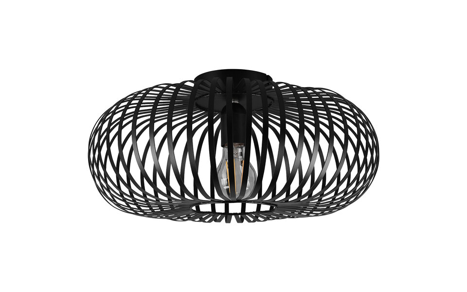 HLW LED LED Ceiling Light - Ceiling Lighting - Trion Johy - E27 Fitting - Round - Industrial - Matte Black - Aluminum - 40cm