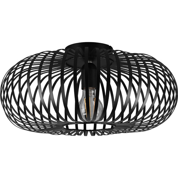 HLW LED LED Plafondlamp - Plafondverlichting - Trion Johy - E27 Fitting - Rond - Industrieel - Mat Zwart - Aluminium - 40cm HLW LED LED Plafondlamp - Plafondverlichting - Trion Johy - E27 Fitting - Rond - Industrieel - Mat Zwart - Aluminium - 40cm