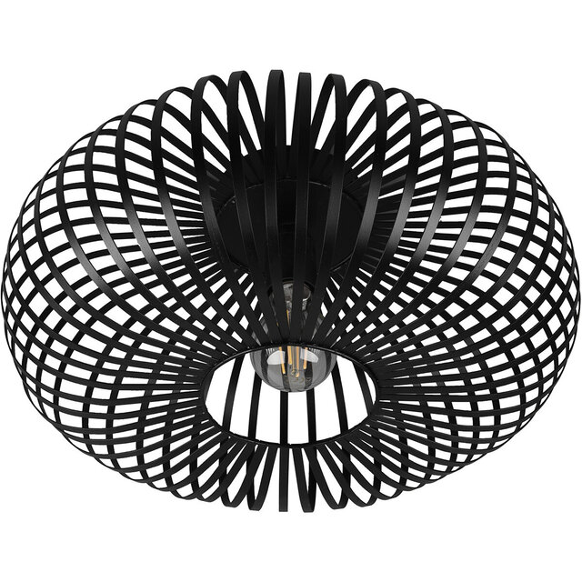 HLW LED LED Ceiling Light - Ceiling Lighting - Trion Johy - E27 Fitting - Round - Industrial - Matte Black - Aluminum - 40cm