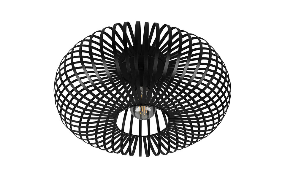 HLW LED LED Ceiling Light - Ceiling Lighting - Trion Johy - E27 Fitting - Round - Industrial - Matte Black - Aluminum - 40cm
