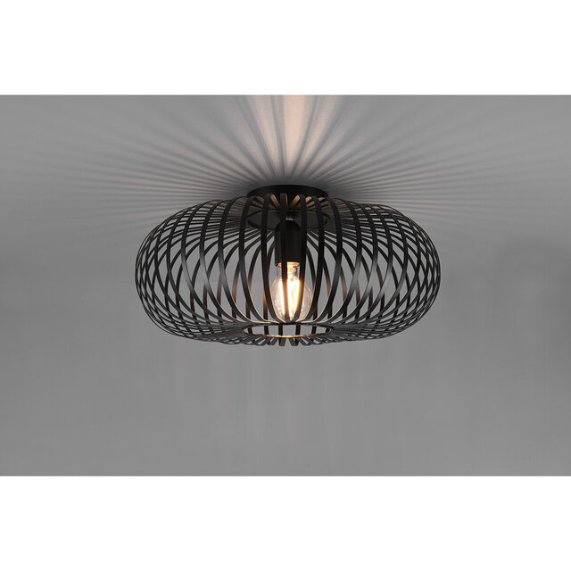 HLW LED LED Ceiling Light - Ceiling Lighting - Trion Johy - E27 Fitting - Round - Industrial - Matte Black - Aluminum - 40cm