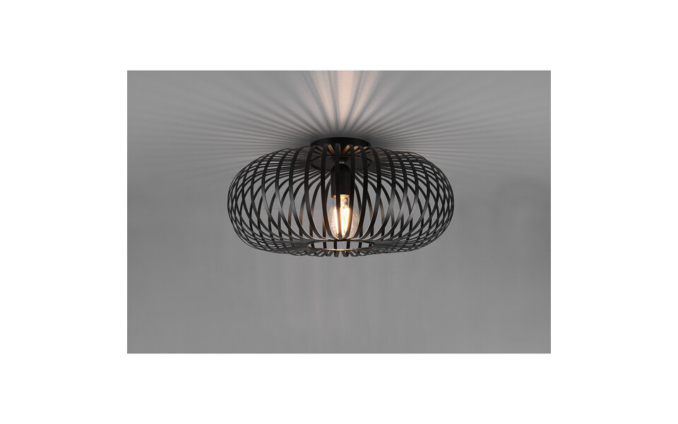 HLW LED LED Plafondlamp - Plafondverlichting - Trion Johy - E27 Fitting - Rond - Industrieel - Mat Zwart - Aluminium - 40cm HLW LED LED Plafondlamp - Plafondverlichting - Trion Johy - E27 Fitting - Rond - Industrieel - Mat Zwart - Aluminium - 40cm