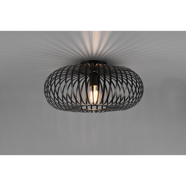 HLW LED LED Plafondlamp - Plafondverlichting - Trion Johy - E27 Fitting - Rond - Industrieel - Mat Zwart - Aluminium - 40cm HLW LED LED Plafondlamp - Plafondverlichting - Trion Johy - E27 Fitting - Rond - Industrieel - Mat Zwart - Aluminium - 40cm