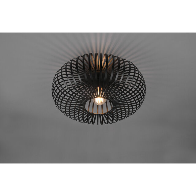 HLW LED LED Ceiling Light - Ceiling Lighting - Trion Johy - E27 Fitting - Round - Industrial - Matte Black - Aluminum - 40cm