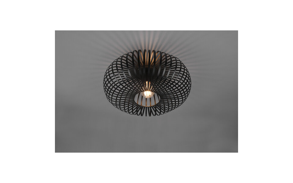 HLW LED LED Ceiling Light - Ceiling Lighting - Trion Johy - E27 Fitting - Round - Industrial - Matte Black - Aluminum - 40cm