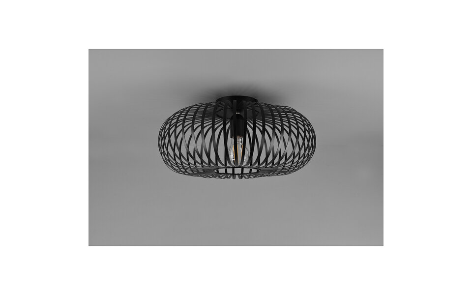 HLW LED LED Ceiling Light - Ceiling Lighting - Trion Johy - E27 Fitting - Round - Industrial - Matte Black - Aluminum - 40cm