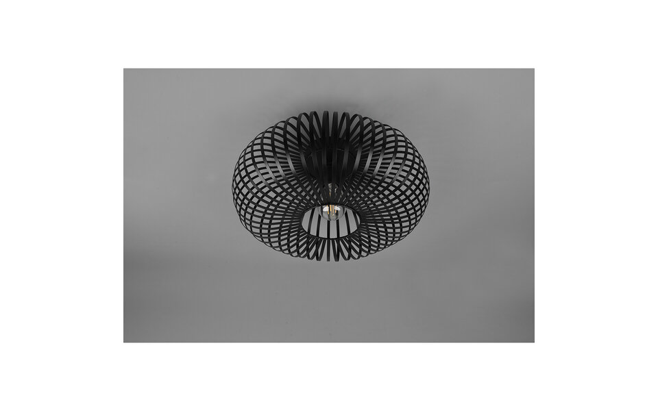 HLW LED LED Ceiling Light - Ceiling Lighting - Trion Johy - E27 Fitting - Round - Industrial - Matte Black - Aluminum - 40cm