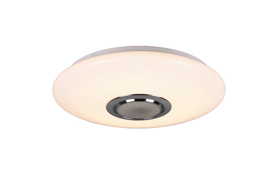 HLW LED LED Plafondlamp - Plafondverlichting - Trion Minan - 15.5W - RGBW - Dimbaar - Aanpasbare Kleur - Afstandsbediening - Bluetooth Speaker - Sterlicht -  Rond - Mat Wit - Kunststof