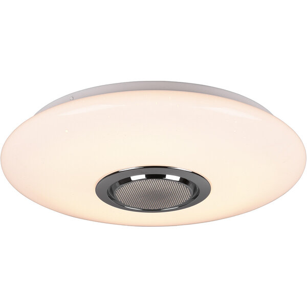 HLW LED LED Plafondlamp - Plafondverlichting - Trion Minan - 15.5W - RGBW - Dimbaar - Aanpasbare Kleur - Afstandsbediening - Bluetooth Speaker - Sterlicht -  Rond - Mat Wit - Kunststof