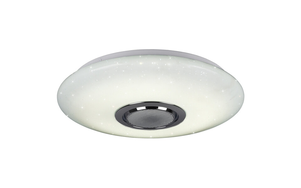 HLW LED LED Ceiling Lamp - Ceiling Lighting - Trion Minan - 15.5W - RGBW - Dimmable - Adjustable Color - Remote Control - Bluetooth Speaker - Star Light - Round - Matte White - Plastic HLW LED LED Ceiling Lamp - Ceiling Lighting - Trion Minan - 15.5W - RGBW - Dimmable - Adjustable Color - Remote Control - Bluetooth Speaker - Star Light - Round - Matte White - Plastic